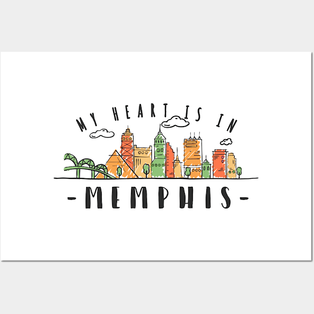 Memphis, USA City Skyline Wall Art by LR_Collections